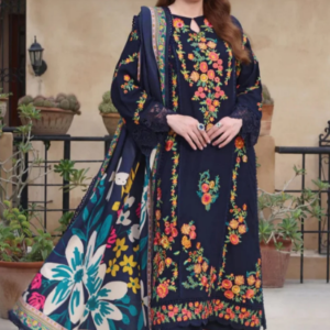 Navy Blue Embroidered 3-Piece Suit.