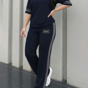 KUNYUEFA Women’s Urban Athletic Two-Piece Tracksuit – Royal Blue & Slate Grey