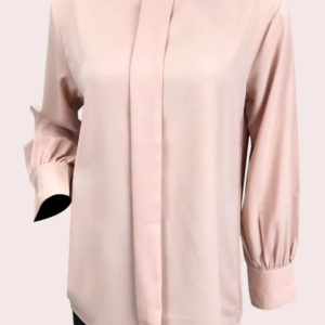 Chain-Accent High Neck Blouse (Blush Pink )